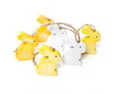 6 pezzi piccolo bianco giallo legno osterhasen 6 cm da appendere – Legno lepri Pasqua Decorazione Oster fatti a mano come ciondolo regalo Give Away – Pasqua Decorazione da appendere o altri Nest decorare