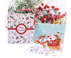 Cartoline di natale 3d,Creativi Biglietti di auguri 3D pop-up, regalo per Natale,Capodanno,Compleanno-Carrello dei Cervi 15.5 * 13 cm