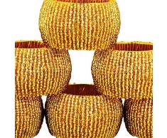 Oro Indiano Fatto A Mano In Rilievo Portatovaglioli - Set Di 8 Anelli