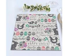 Houity - Set di 4 tovagliette da tavola con polli, Conigli e Uova Colorate, Lavabili, morbide, Facili da Pulire, comode, Pieghevoli, 30,5 x 30,5 cm