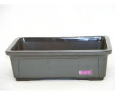 CERTRE Vaso Bonsai Rettangolare 7000 in gres - cm.38,5x28 h.12- Colore Tortora Smaltato