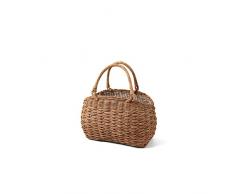 Hm Vicyy Cesto di Fiori,Cestino Intrecciato a Mano,Cestino Pasquale,Cesto Fatto a Mano,Borsa a Cesto in Paglia di Rattan Mini Borsa a Tracolla Borsa da Donna per Le Vacanze in Spiaggia al Mare