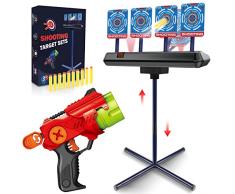 DX DA XIN Giochi di Tiro al Bersaglio Elettrico con Rosso Pistola Giocattolo per Nerf Dardi per Ragazzi Gioco da Giardino Allaperto Regalo Compleanno Natale per Bambini 4 5 6 7 8 9 Anni
