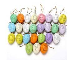 Folora Uova di Pasqua Ornamenti da Appendere Decorazioni pasquali Uova di plastica Fai da Te per Bambini Pittura Fai da Te per Bambini 26 Pezzi 6 cm (Alfabeto)