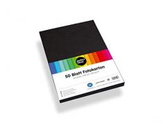 perfect ideaz 50 fogli cartoncino per foto colori neri, formato DIN-A4, colorazione integrale, spessore 300g/m², fogli di alta qualità