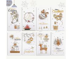 iKesoce Biglietto dAuguri di Natale, Cartolina di Auguri Biglietti Auguri Natale con Busta Cartoline di Natale per Salutare Familiari, Amici e Colleghi, 8 Pacco