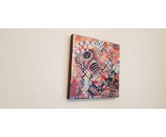 Quadro in tela da arredamento moderno, arte contemporanea, fatto a mano, esclusivo quadro astratto " Ai confini del mondo" acrilico su tela 40x40cm