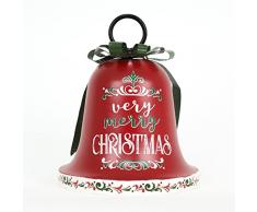 Stilè, Campana Natalizia in Latta Rossa H.28 cm - Campana decorativa di Natale. (rosso e verde)
