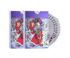 2 Set di Carte da Gioco con Motivo Natalizio Carte da Gioco Lamina dArgento Impermeabile Babbo Natale Poker per Oggetti di Scena magici, Giochi da Spiaggia in Piscina, Feste