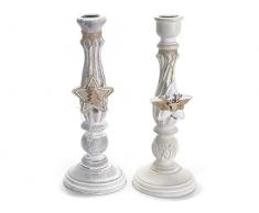 Ideapiu Candelabro in Legno Anticato con Pendente a Stella
