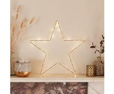 Lights4fun Decorazione di Natale Stella Luminosa di 34cm con 40 LED Bianchi Caldi a Pile per Arredo Interni