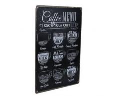 Vintage Poster Metallo Cafe Pub Bar Arredo Murale 20x30cm - Coffee Menu