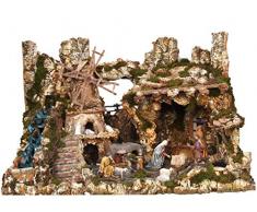 Ferrari & Arrighetti Grande Presepe Completo, Villaggio Presepe con Statuine di Martino Landi, Legno/Sughero/Resina, 110x70x73 Cm