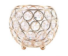 HEEPDD Portacandele in Cristallo, 3,9 Pollici Golden/Silver Votive Tealight Portacandele Lanterna Decorativa da Tavolo Portalampada Decorazioni per Feste di Nozze Ornamenti da Tavolo[Oro] Portalumini