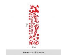 NT0369 Adesivi Murali - Renna merry christmas con fiocchi - Vetrofanie natalizie - 30x120 cm - rosso - Decorazioni vetrine per Natale, stickers, adesivi