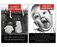 Biglietti di Natale multi-pack, 10 divertenti biglietti di Natale, 2 diversi motivi, confezione da 10 biglietti di Natale divertenti