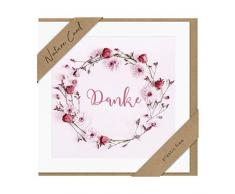 bsb Biglietto di auguri di ringraziamento generale – carta naturale – corona di fiori – busta carta kraft