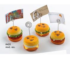 STOCK 12 PEZZI Simpatico Segnaposto Segna posto morbido a forma di hamburger con Smile Sorriso e calamita BOMBONIERA NASCITA COMUNIONE MATRIMONIO