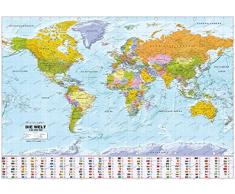 Large World Map b2198 A4 Poster - Carta fotografica spessa lucida (11.7/8.3 inch)(30/21 cm) - Della Decorazione parete di film Arte Attore Attrice Regalo Anime Auto Cinema Decorazione della parete