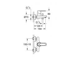 Grohe 32887000 Miscelatore Monocomando Esterno per Vasca/Doccia, 0 W, Cromo