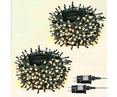 2x Catena Luci Natalizie da Interni & Esterno 300 LED 33M, Offerta di Natale Formato Convenienza, Addobbi Natalizi Albero 8 Modalità, IP44 Decorazioni Natale Feste Eventi, Bianco Caldo