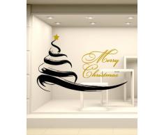 NT0221 Adesivi Murali - Albero Pennellato - Vetrofanie natalizie - 105x71 cm - Rosso e oro - Decorazioni vetrine per Natale, stickers, adesivi