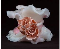 Candela artigianale artistica fatta a mano fiore Camelia regalo di nozze bomboniera arredo casa