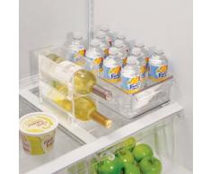 InterDesign Fridge/Freeze Binz Portavini Per 1 Bottiglia, Portabottiglie Impilabile In Plastica, Trasparente