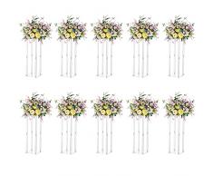 Nuptio Centrotavola Matrimonio Vasi Acrilici - 10 Pezzi 60cm Altezza Vaso Fiori Fioriere Stand per Decorazioni Tavoli Festa Eleganti Decorazioni per Matrimoni Sfusi Tavolo Centrotavola Geometrici
