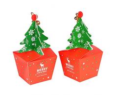 FLOFIA 25pz Scatoline Portaconfetti Scatole Regalo Natalizio a Forma di Albero di Natale Scatoline per Biscotti Confetti Confettata Caramelle Battesimo Segnaposto Bomboniere Natale