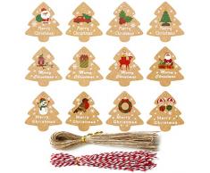 Eastor (196 pezzi, 12 tipi di etichette regalo natalizie, carta da regalo, etichette per Natale, etichette per Natale, etichette per regali di Natale, etichette per il nome, biglietti di auguri