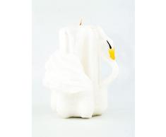 Candela Artigianale Artistica Cigno - Interamente intagliata a mano (MEDIUM, BIANCO)