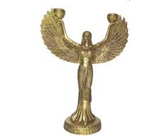 Purpledip Portacandele pesante in ottone Nike, La dea della vittoria nella mitologia greca : Grande scultura decorativa (12166)