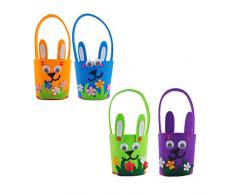 Amosfun 4 Pezzi Sacchetti di Coniglietti Pasquali Cesto di Fiori per Bambini Panno Uova di Coniglio di Pasqua Cesto Portaoggetti Contenitore Contenitore Fai da Te Kit Materiale Artigianale