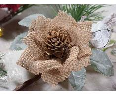 12 Stella di Natale Artificiale c/campanella e decori innevati