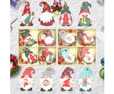 OTTYMO 24 Pz Gnomi Natalizi in Legno Addobbi di Natale in Legno Gnomo in Legno da Appendere Pendenti Legno Natalizi Addobbi Natalizia Appeso Ornamenti per Decorare Gli Alberi di Natale