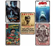 AHZFOX Arredamento per film horror Locandina del film suspense Targa in metallo vintage Home Pub Man Cave Decorazioni da parete 8 x 12 5pezzi