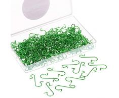 Kiiwah 200 Pezzi S Hooks Ganci Palle Natale, Ganci per Ornamenti Appendere in Metallo Albero di Natale Decorazioni per Feste di casa (Verde)