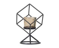 Candelabro Geometrico Portacandele in Metallo Candeliere in Ferro Battuto con Tazza di Vetro Decorazione Candelabro per Tavolo da Pranzo, Matrimonio Festa, Oggettistica per Casa
