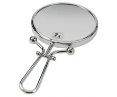Fantasia - Specchio da tavolo/a mano in metallo, ingrandimento 7x, lunghezza: 29 cm, ø 15 cm, colore: Argento