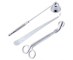 Coolty 3pcs Candela Care Kit Accessori, Stoppino Trimmer & Wick Dipper & Bell Snuffer, Spegni Candele in Acciaio Inox (Argento)