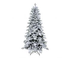 Albero di Natale Cervino Slim 180 cm - Innevato e folto | Albero bianco artificiale in PVC e PE effetto Real touch
