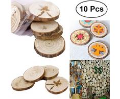 OUNONA legno fette rotonda gioielli fai da te legno Log fette dischi per DIY mestieri nozze Pasqua decorazione casa appeso ornamenti – 10pz