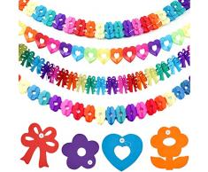 4 Pezzi 3 Metri Ghirlanda Carta Colorato per Festa di Compleanno Carnevale Matrimonio Laurea Natale