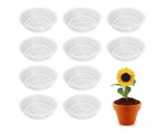 stillwen Sottovaso, 10 PCS Sottovaso Rotondo Trasparente, Riutilizzabile, Plastica Sottovasi Rotondi per Piante da Interni ed Esterni Protezione Superficiale (15 cm)