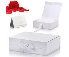 Scatola regalo,Scatola regalo con fiocco Scatola regalo Magnetico Scatole Regalo con Nastro Scatola Regalo Riutilizzabile Magnetico per regalo,compleanno,anniversario (Bianco)