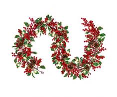 6.6ft Ghirlanda di Bacche, Ghirlanda Natale, Ghirlanda Natalizia per Camino, Decorazione Natalizia per Armadi, Finestre, Festival, Feste, Interni ed Esterni