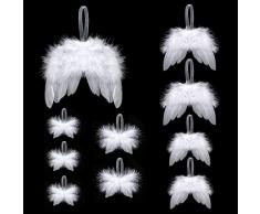 Becellen 10 Pezzi Ali dangelo di Natale, Bianche Decorazioni Natalizie da Appendere, Pendenti Ornamenti Addobbi Natalizi per Albero la Casa Fai da te