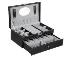 SONGMICS Portagioie Scatole per Gioielli Scatola Porta Orologi per 6 Orologi JWB11B