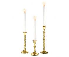 Inweder Portacandele a Cero Candelieri Candelabro - Set di 3 Bastoncini di Candela Dorati Candelabri Portacandele da Tavolo Portacandele Vintage per Natale Centrotavola Matrimonio Decorazione Casa